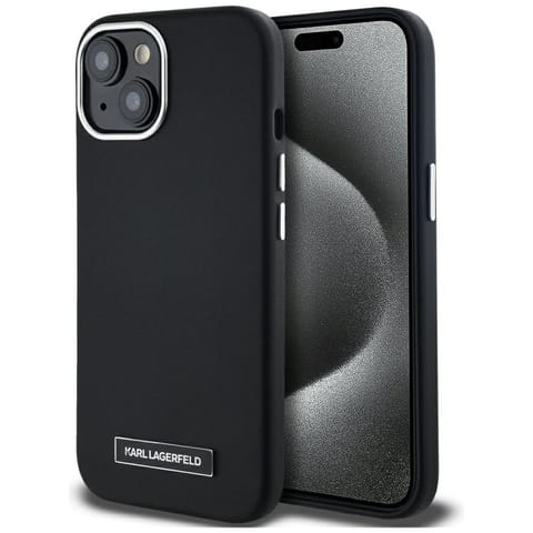 ⁨Etui Karl Lagerfeld  FW Metal Plate      MagSafe do iPhone 15 czarny⁩ w sklepie Wasserman.eu