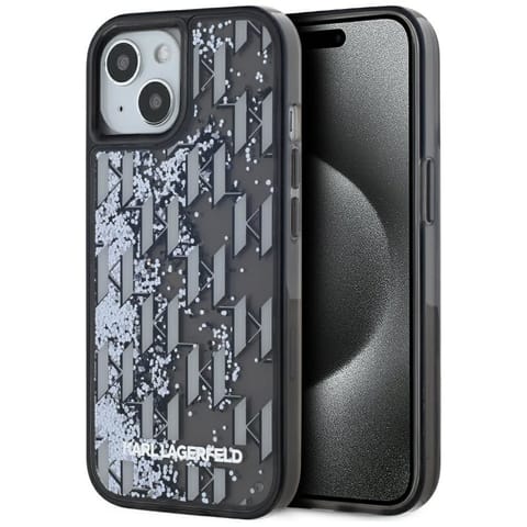⁨Etui Karl Lagerfeld Liquide Glitter      Monogram Gradient do iPhone 15 czarny⁩ w sklepie Wasserman.eu