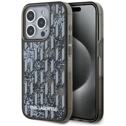 ⁨Etui Karl Lagerfeld Liquide Glitter      Monogram Gradient do iPhone 15 Pro Max czarny⁩ w sklepie Wasserman.eu