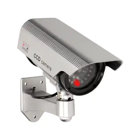 ⁨CCTV surveillance camera dummy, battery, silver⁩ at Wasserman.eu