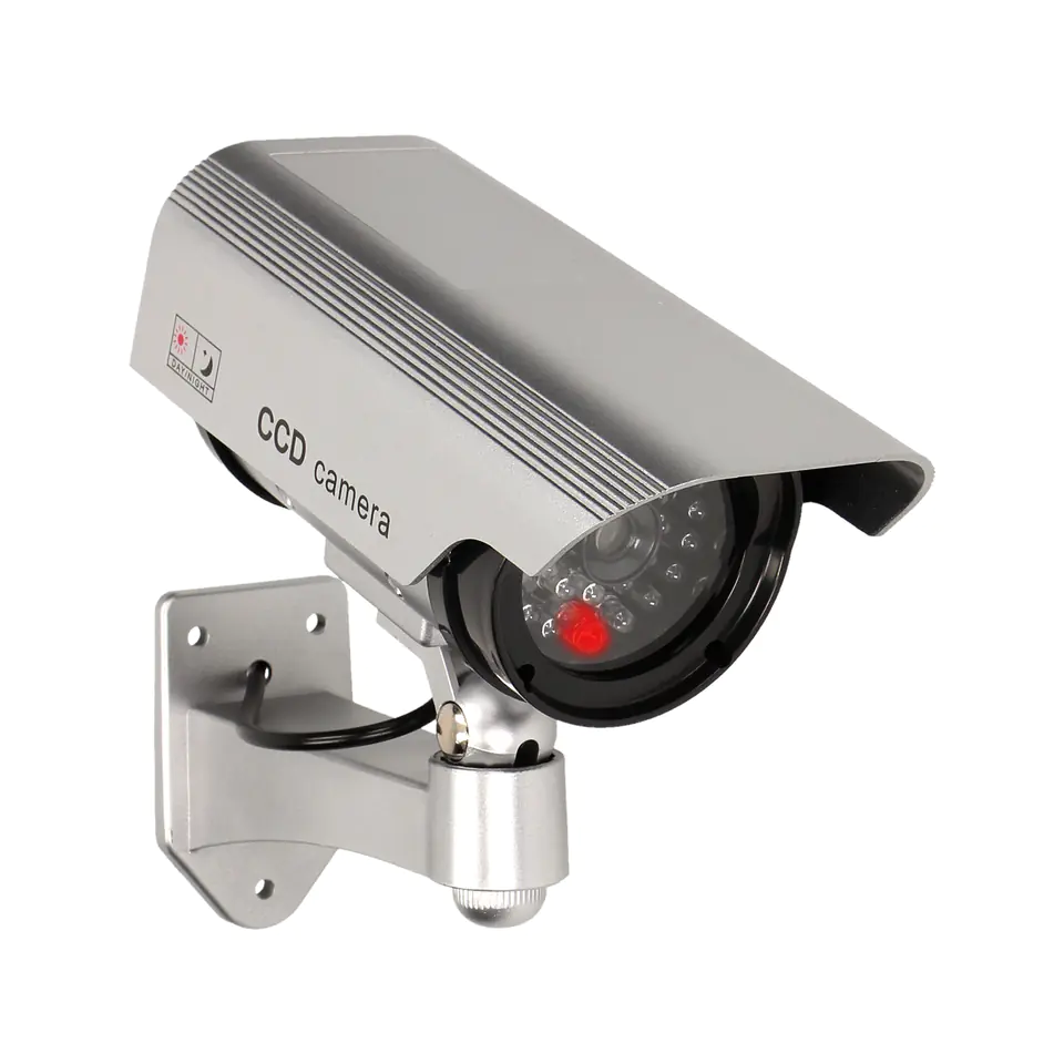 CCTV surveillance camera dummy, battery, silver at Wasserman.eu