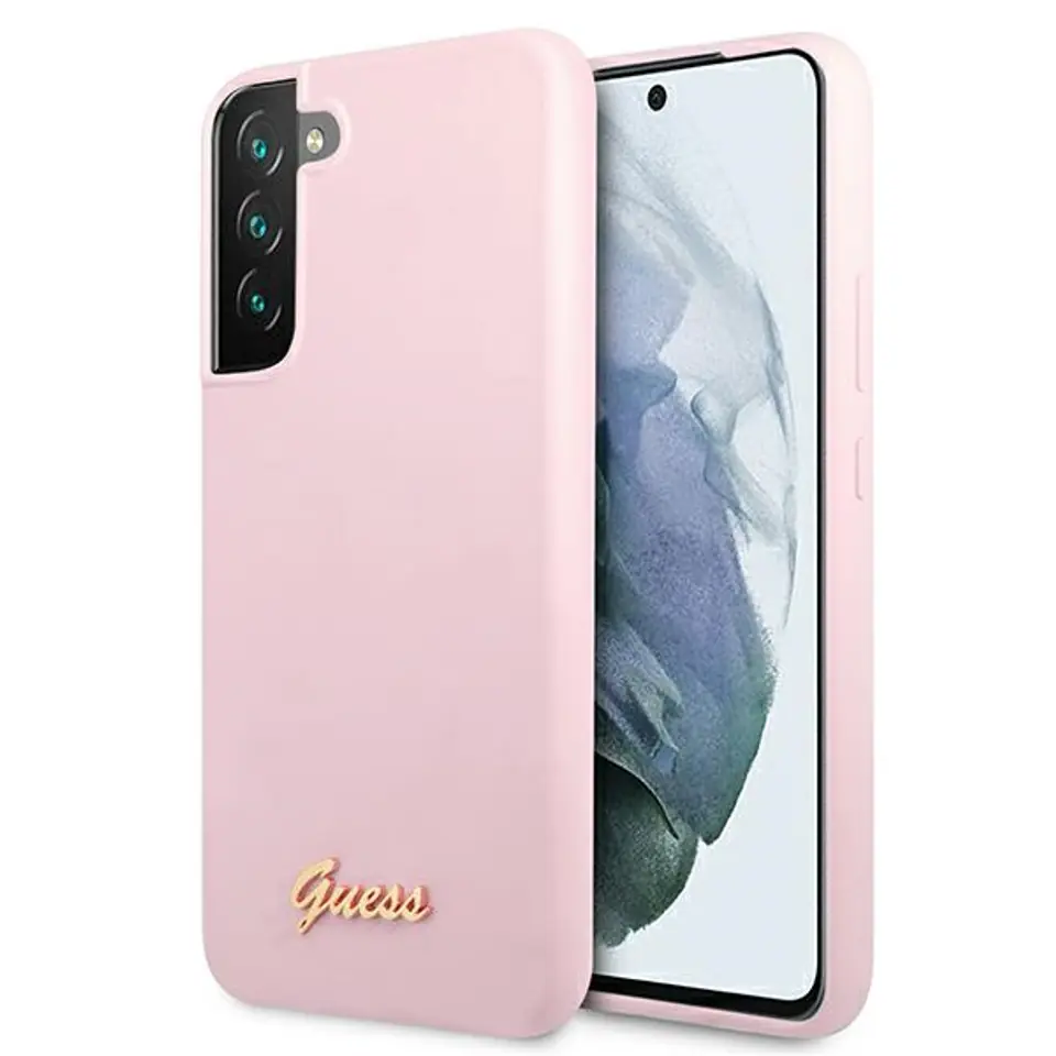 ⁨Guess GUHCS22MLSLMGLA S22+ S906 lavender hardcase Silicone Script Metal Logo⁩ at Wasserman.eu