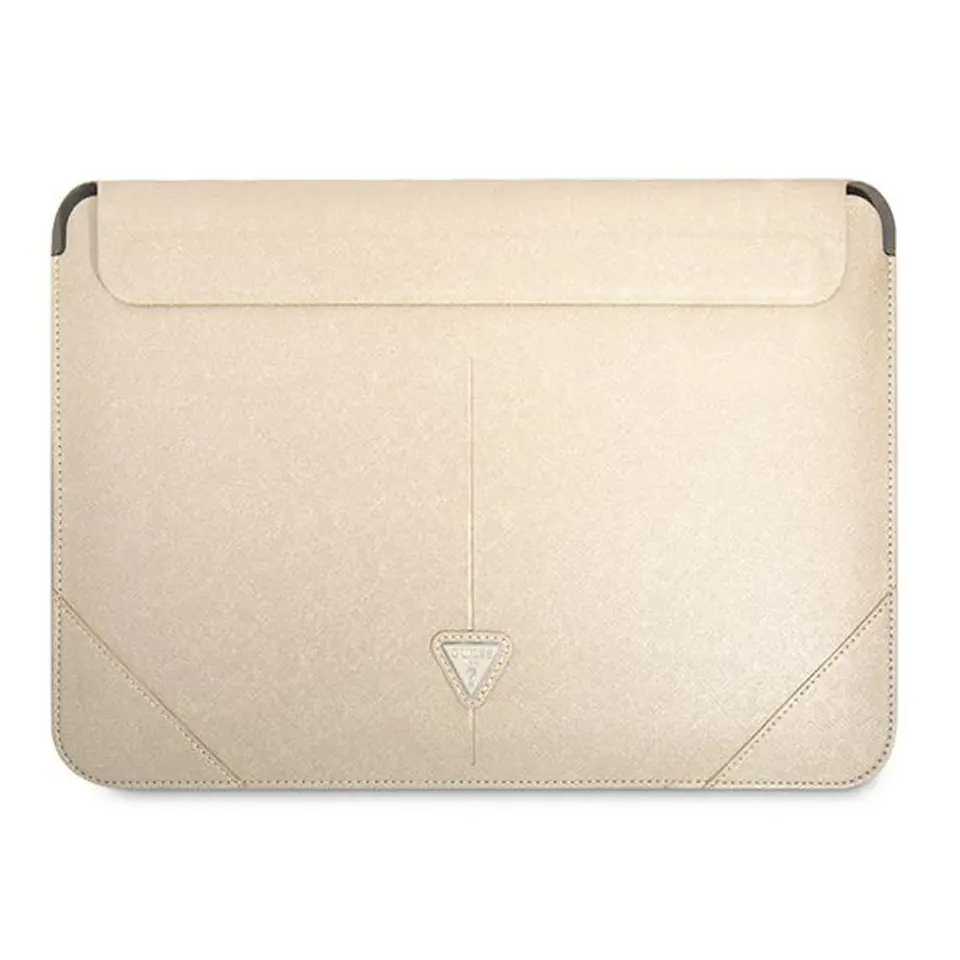 ⁨Guess Sleeve GUCS16PSATLE 16" beżowy /beige Saffiano Triangle Logo⁩ w sklepie Wasserman.eu