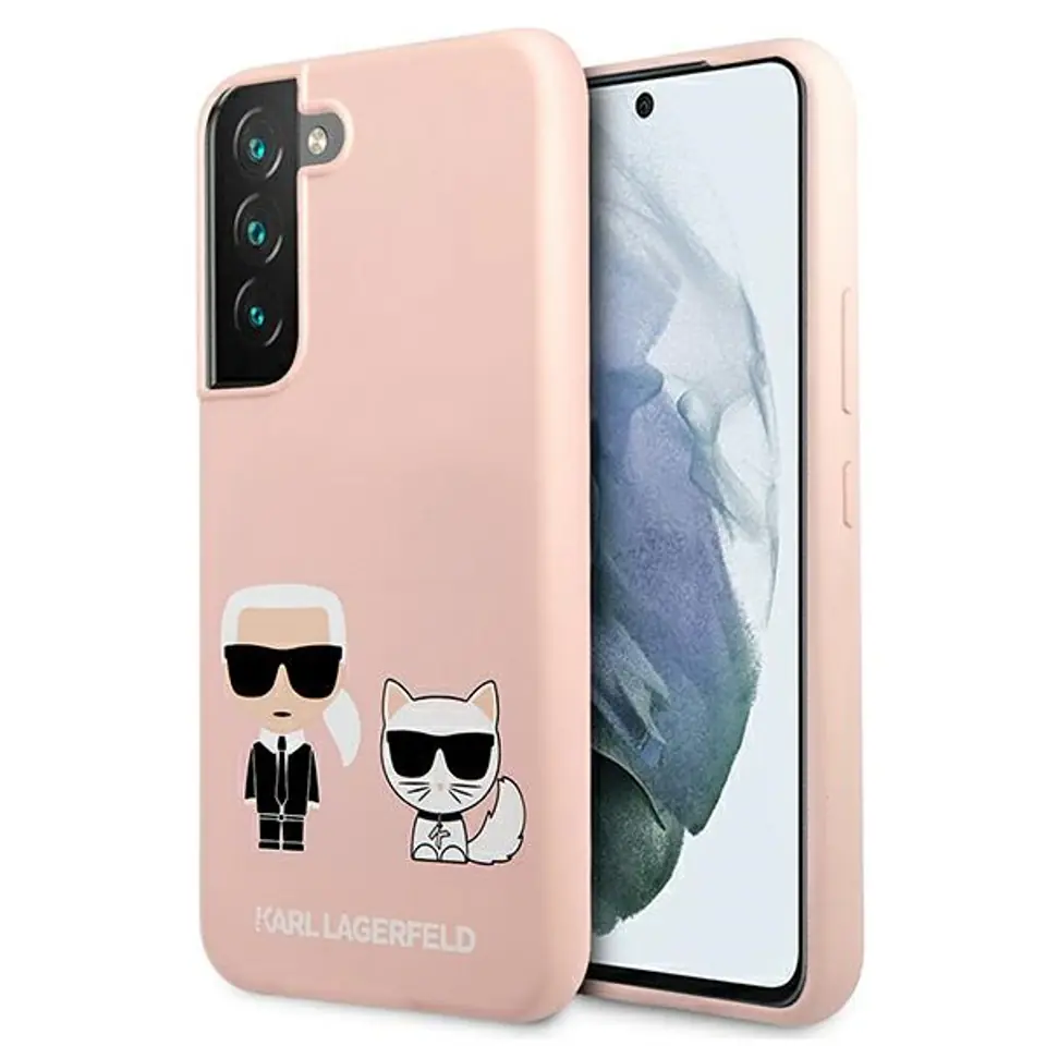 ⁨Karl Lagerfeld KLHCS22MSSKCI S22+ S906 hardcase light pink/light pink Silicone Ikonik Karl & Choupette⁩ at Wasserman.eu