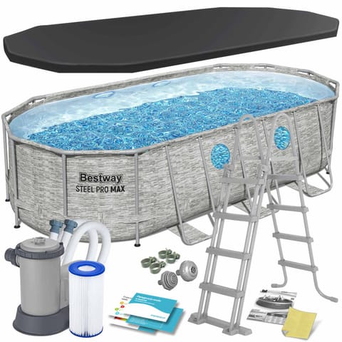 ⁨Basen ogrodowy stelażowy 549 x 274 x 122  cm12w1 Bestway 56716N⁩ w sklepie Wasserman.eu