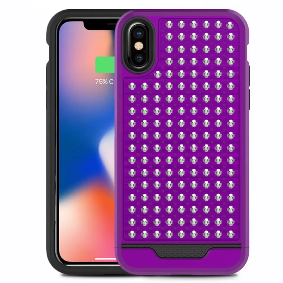 ⁨Zizo Star Diamond Hybrid Cover - iPhone X Case (Purple/Black)⁩ at Wasserman.eu