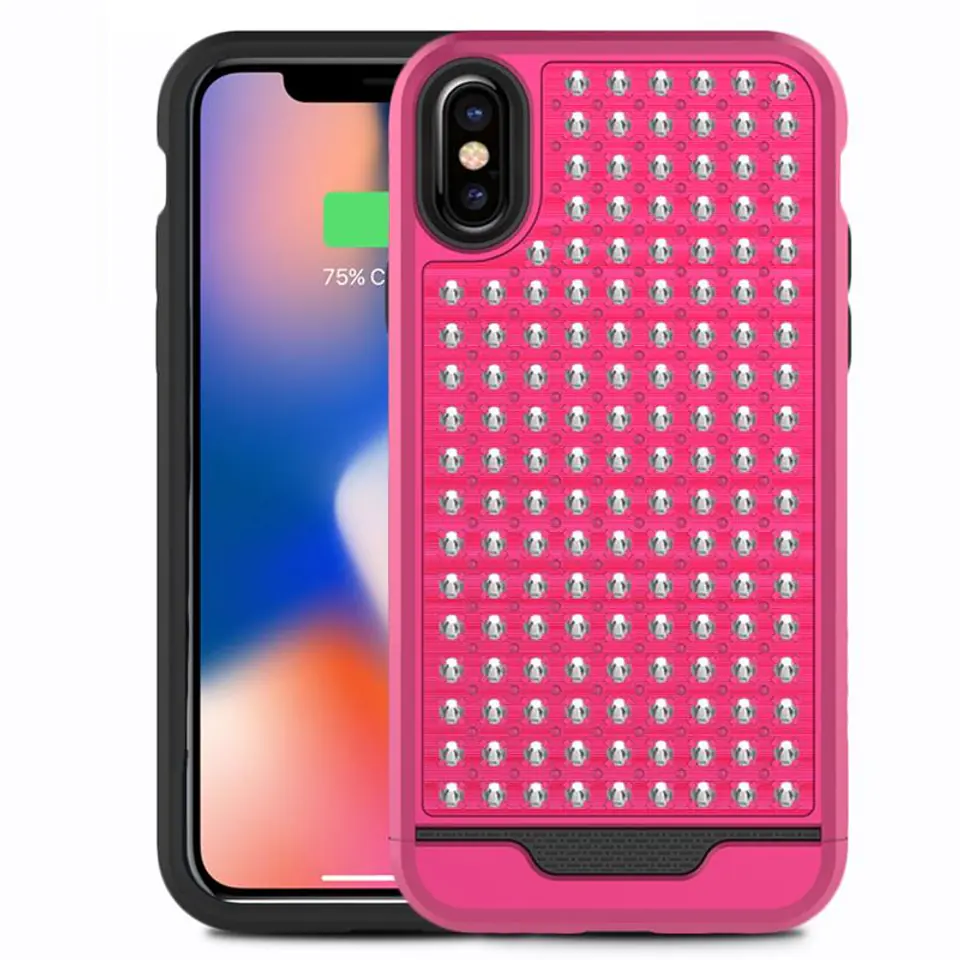 ⁨Zizo Star Diamond Hybrid Cover - Etui iPhone X (Pink/Black)⁩ w sklepie Wasserman.eu