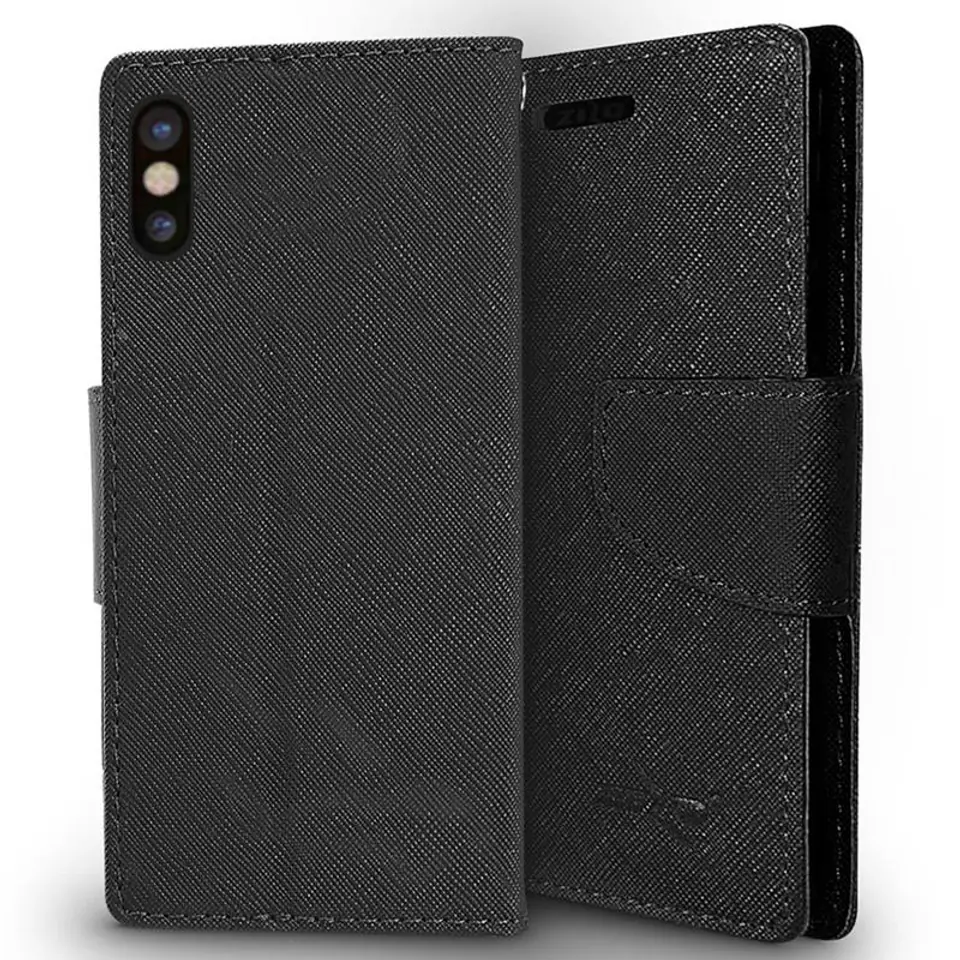⁨Zizo Flap Wallet Pouch - iPhone X Case with Card Pockets + Stand up (Black/Black)⁩ at Wasserman.eu