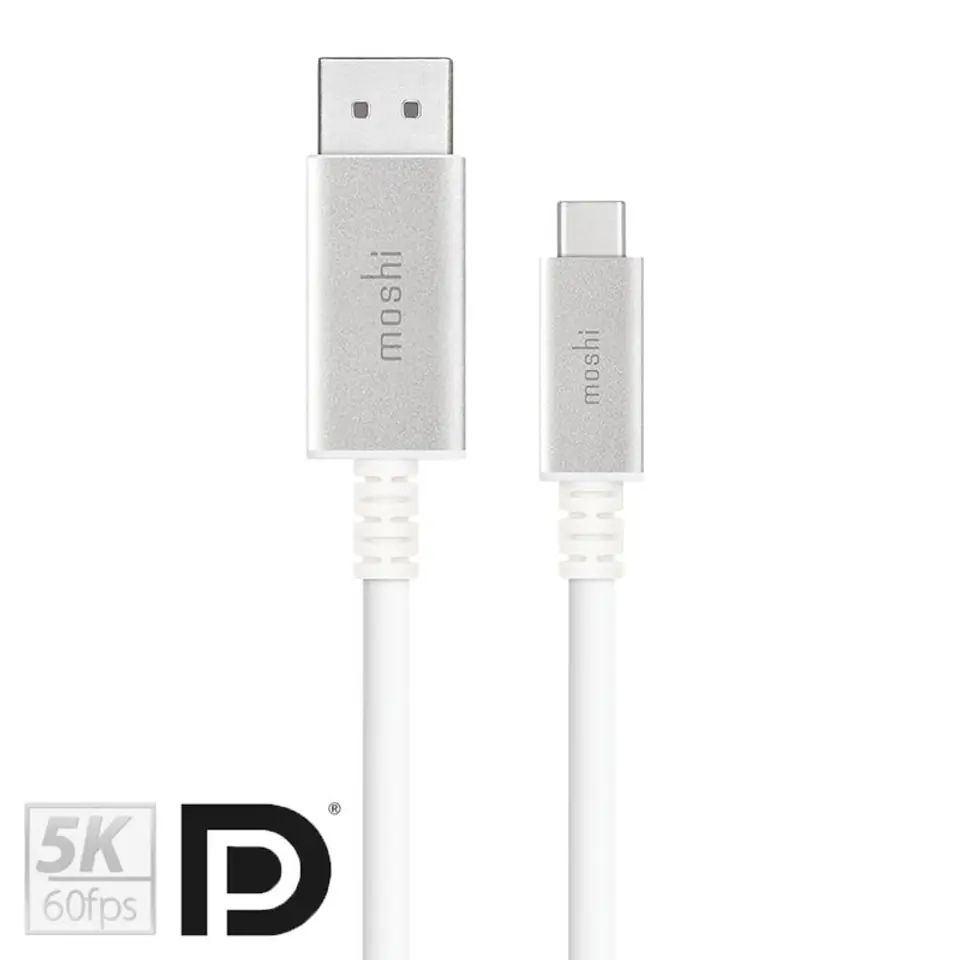 ⁨Moshi USB-C to DisplayPort Cable - Aluminum USB-C to DisplayPort 5K/60fps Adapter (Silver)⁩ at Wasserman.eu