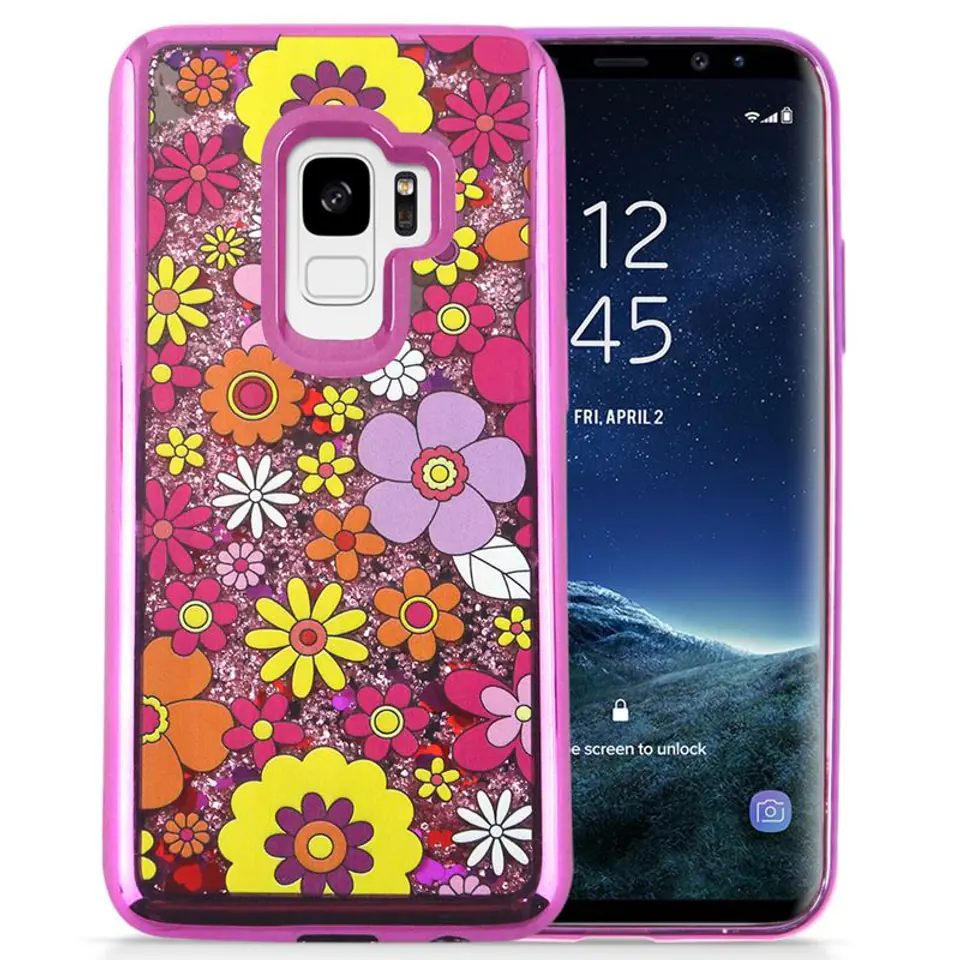 ⁨Zizo Liquid Glitter Star Case - Etui Samsung Galaxy S9 (Multiflowers)⁩ w sklepie Wasserman.eu