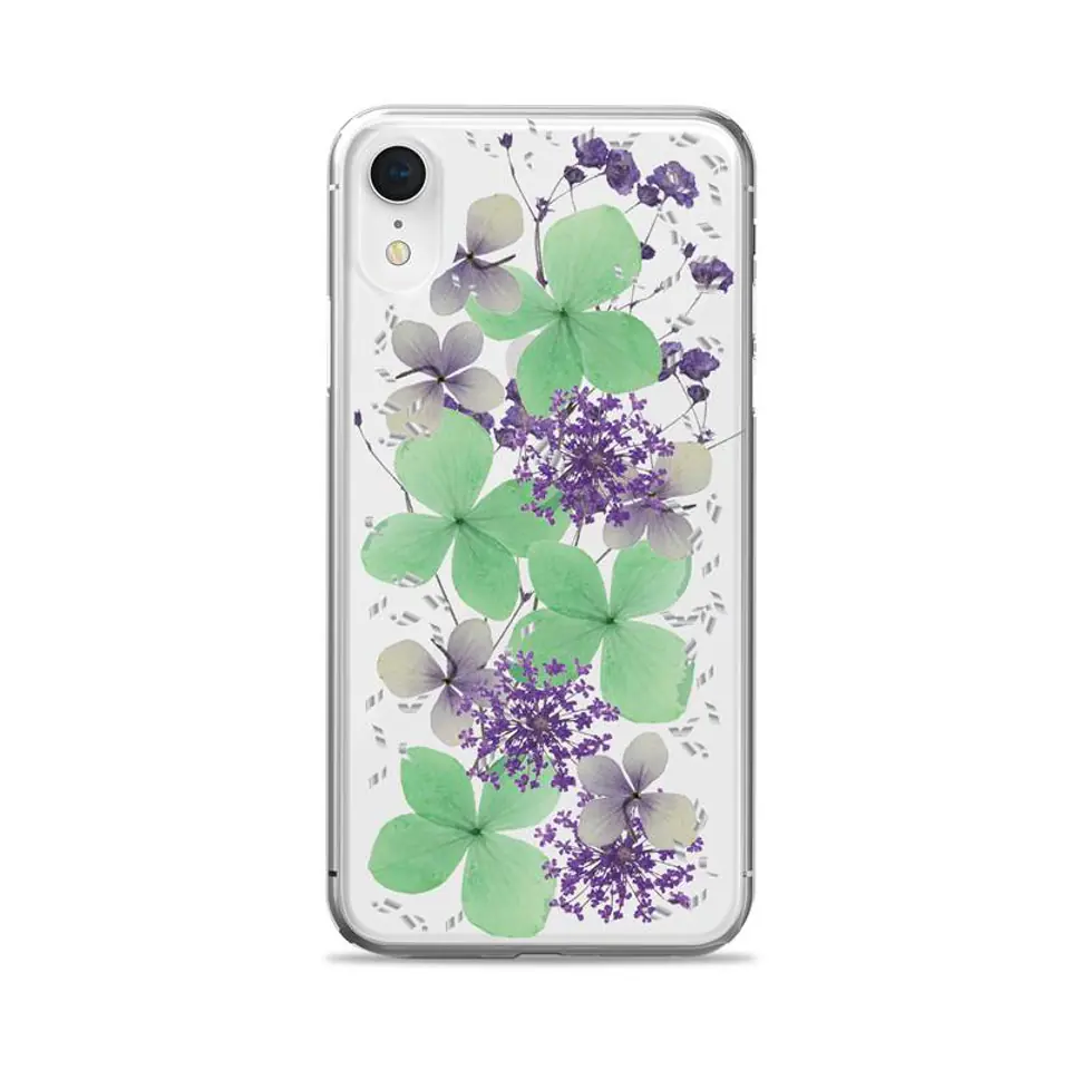 PURO Glam Hippie Chic Cover - Etui iPhone XR (prawdziwe płatki kwiatów zielone) w sklepie Wasserman.eu