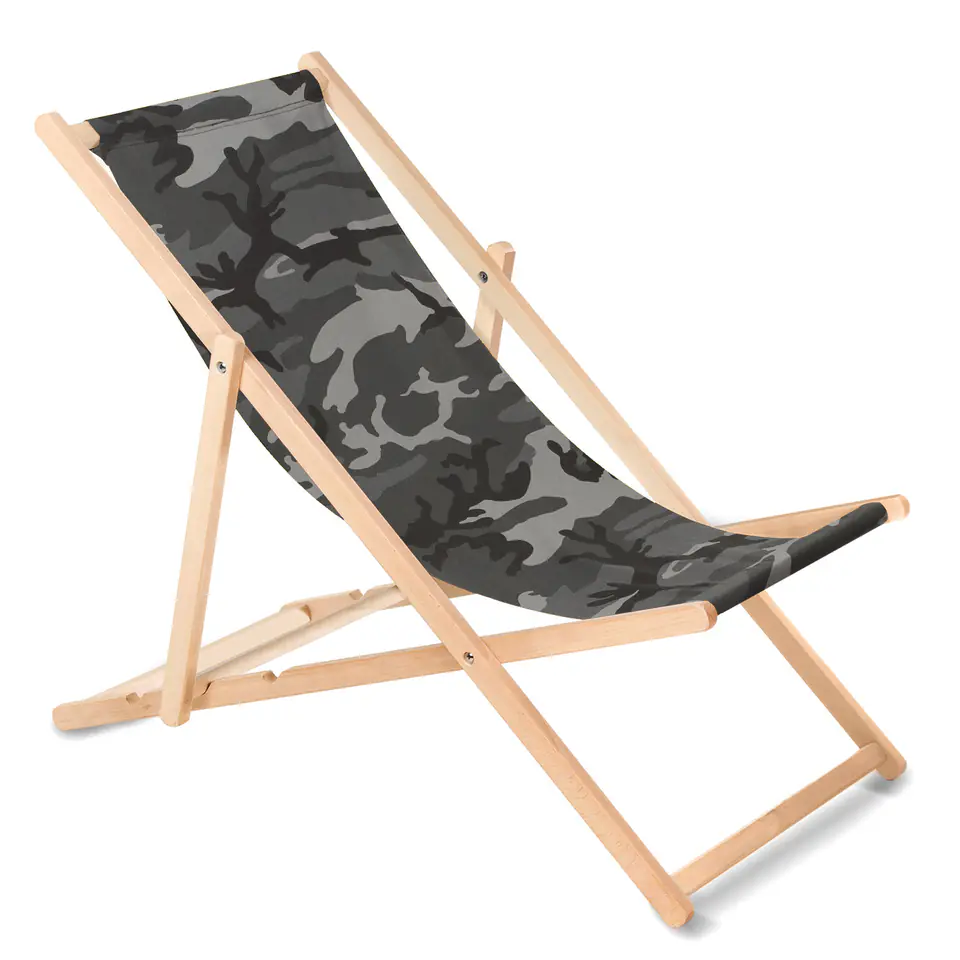 ⁨Classic beech deckchair GreenBlue GB183 camouflage grey⁩ at Wasserman.eu