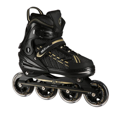 ⁨NA1128 CZARNO-ZŁOTE ROZM. XL(43-45)  ŁYŻWOROLKI NILS EXTREME⁩ w sklepie Wasserman.eu