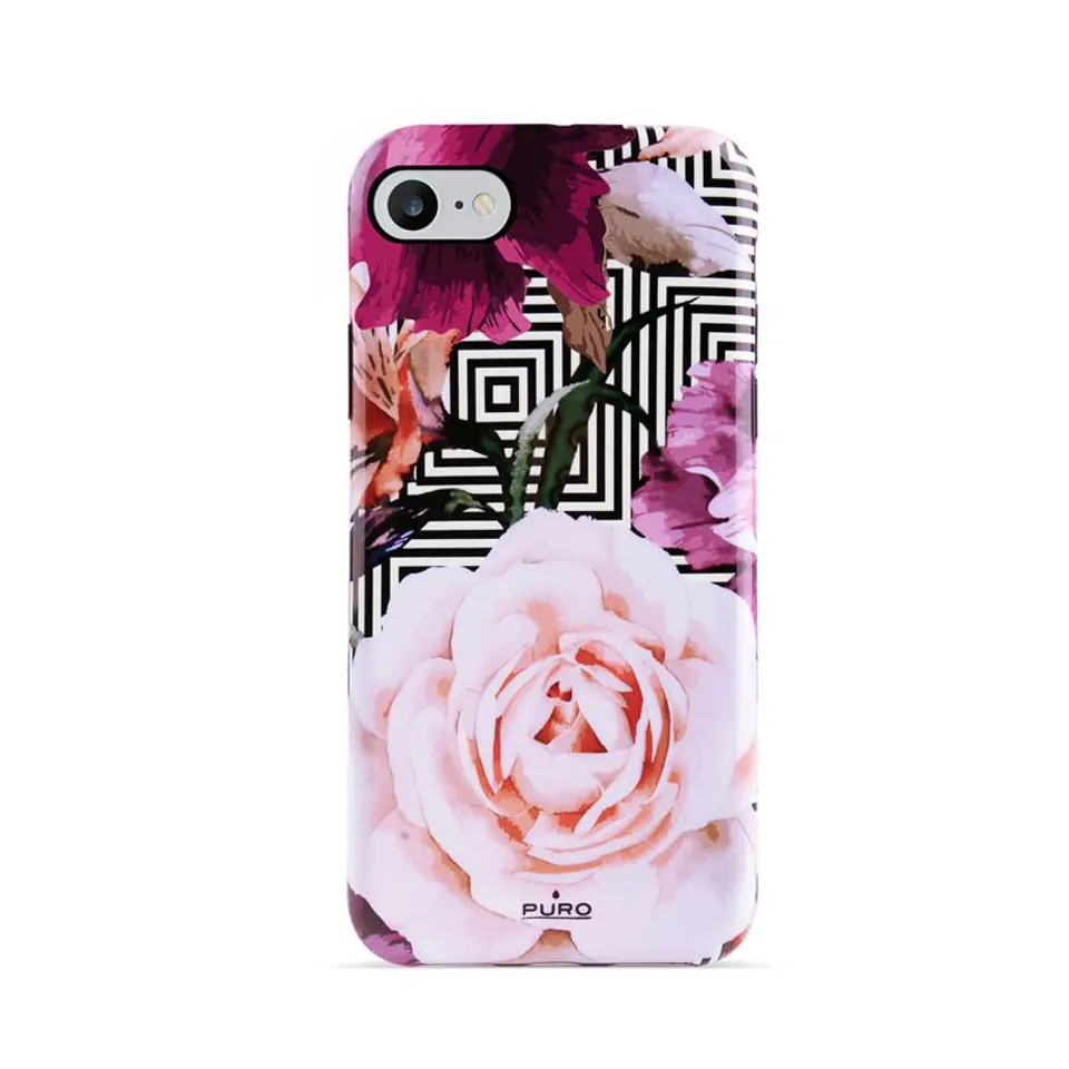 ⁨PURO Glam Geo Flowers - Etui iPhone SE (2022 / 2020) / 8 / 7 / 6s (Pink Peonies)⁩ w sklepie Wasserman.eu