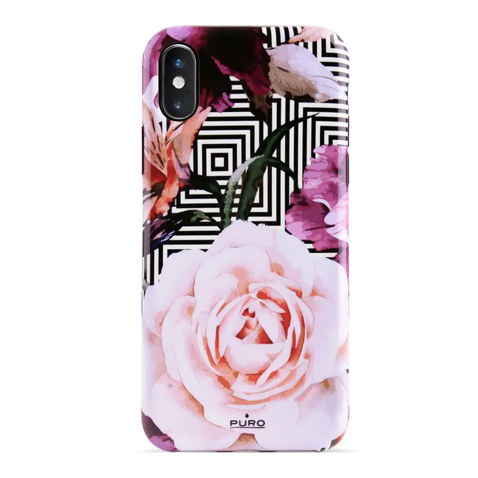 ⁨PURO Glam Geo Flowers - Etui iPhone Xs Max (Pink Peonies)⁩ w sklepie Wasserman.eu