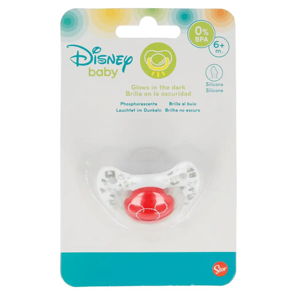 ⁨Mickey Mouse - Smoczek silikonowy w anatomicznym kształcie 6 m+ (świecacy w ciemności) (czerwony)⁩ w sklepie Wasserman.eu