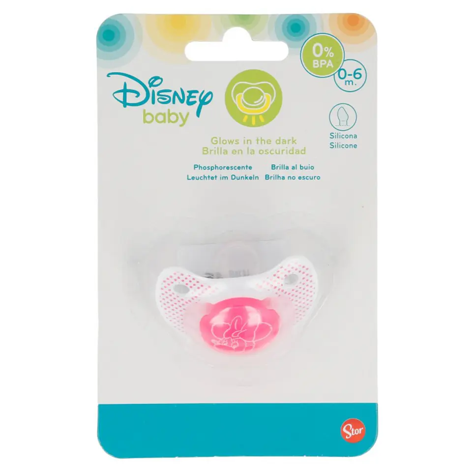 ⁨Mickey Mouse - Silicone pacifier in anatomical shape 0 - 6 m (glowing in the dark) (pink)⁩ at Wasserman.eu