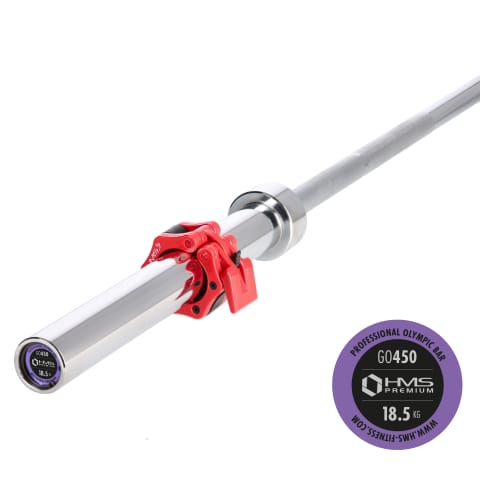 ⁨GO450 (+ ZG1000R) GRYF OLIMPIJSKI 18.5KG 2200MM HMS Z ZACISKAMI LOCK JAW RED⁩ w sklepie Wasserman.eu