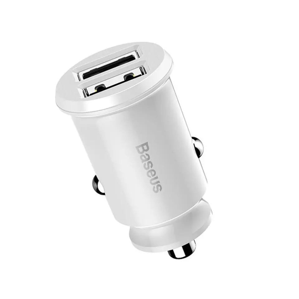 Baseus Grain - Car Charger 2 x USB, 5 V / 3.1 A (White) at Wasserman.eu
