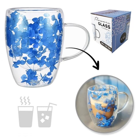 Szklanka termiczna z kwiatami w środku, hortensje 300 ml 1szt SZK104 w sklepie Wasserman.eu