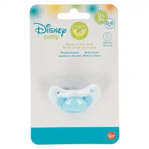 ⁨Mickey Mouse - Silicone nipple in anatomical shape 0 - 6 m (glowing in the dark) (blue)⁩ at Wasserman.eu