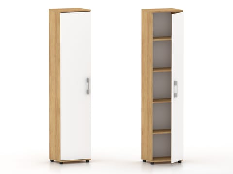 ⁨Regał G 40 1D Hikora naturalna, białe drzwi. Mat lub połysk⁩ w sklepie Wasserman.eu