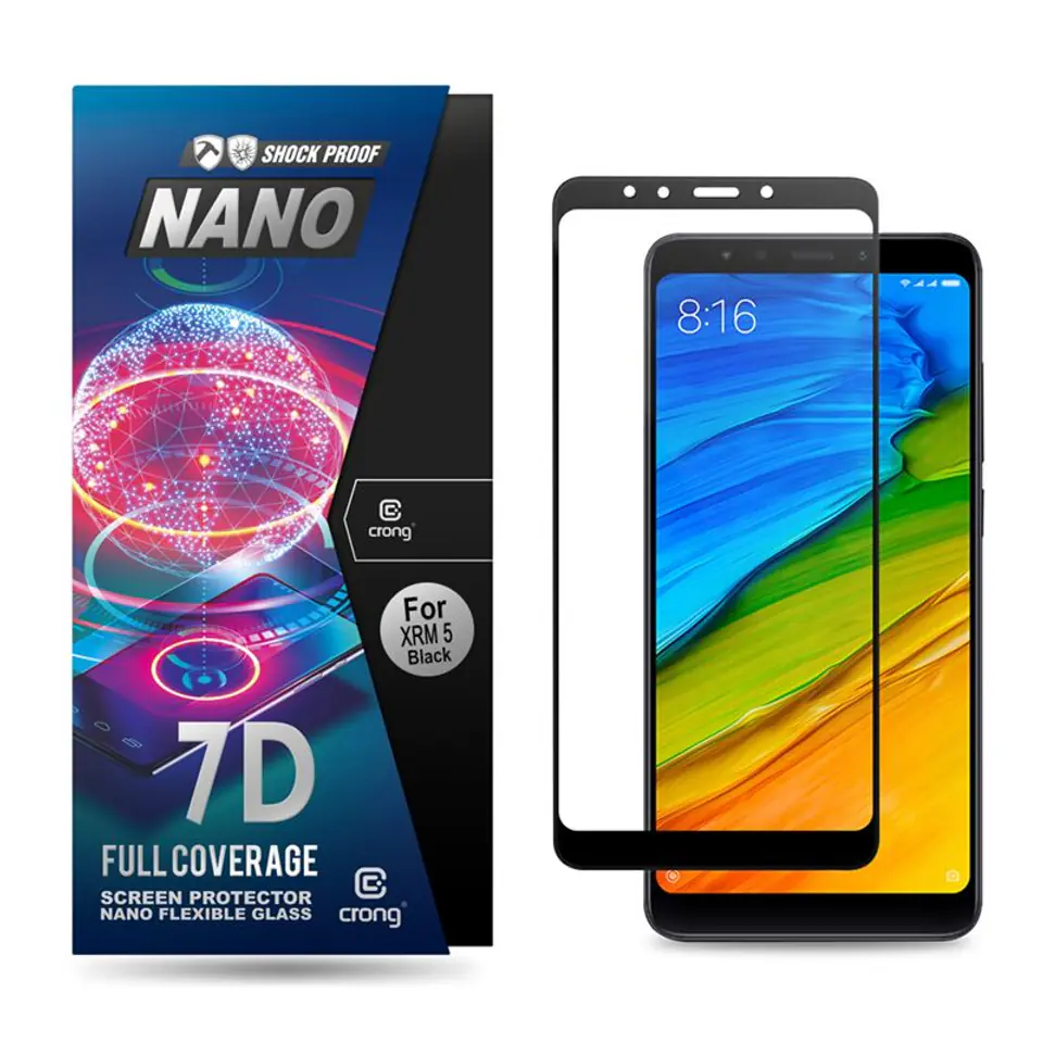 ⁨Crong 7D Nano Flexible Glass - Szkło hybrydowe 9H na cały ekran Xiaomi Redmi 5⁩ w sklepie Wasserman.eu