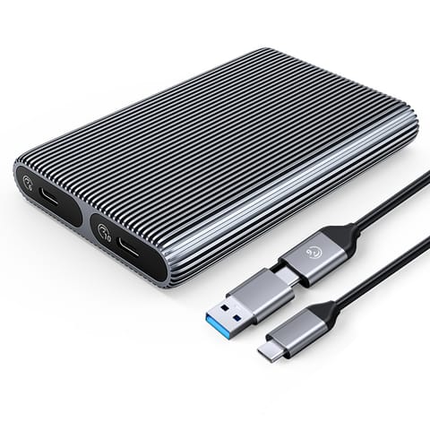 Kieszeń obudowa AM2C3-2SN na dwa dyski M.2 SATA+NVME USB-C 10Gb/s - szara w sklepie Wasserman.eu