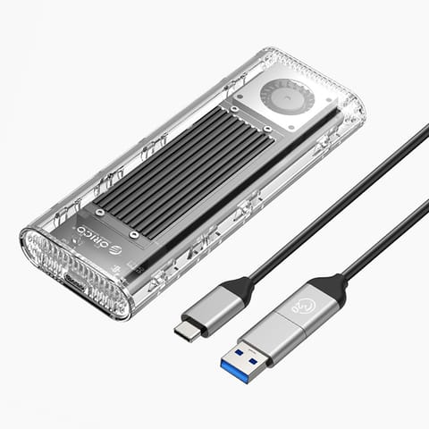 ⁨Kieszeń obudowa na dysk TCM2-G20 M.2 NVME USB-C 3.2 20Gb/s - srebrno-przezroczysta⁩ w sklepie Wasserman.eu