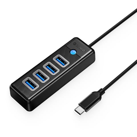 ⁨Hub rozdzielacz PW4U-C3 USB-C - 4x USB-A - czarny⁩ w sklepie Wasserman.eu