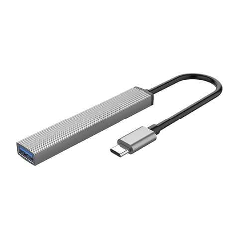 ⁨Hub AH-13 stacja dokująca rozdzielacz USB-C na 4x USB-A - szary⁩ w sklepie Wasserman.eu