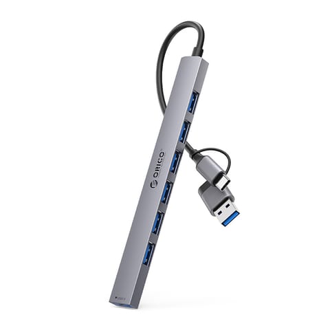 ⁨Hub YSA2-U3 stacja dokująca USB-A / USB-C na 7x USB-A - szary⁩ w sklepie Wasserman.eu