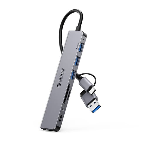 ⁨Hub YSA8-U3 stacja dokująca USB-A / USB-C na USB-A USB-C 3.5mm audio TF SD - szary⁩ w sklepie Wasserman.eu