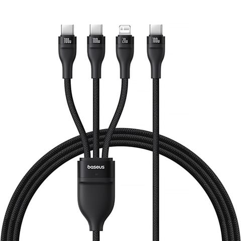 ⁨3w1 Kabel przewód Flash Series 3 100W USB-C - 2x USB-C iPhone Lightning 1.5m - czarny⁩ w sklepie Wasserman.eu