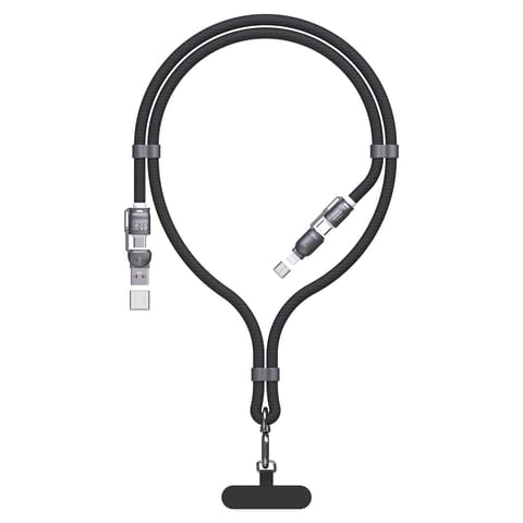 ⁨4w1 Kabel przewód smycz USB-A / USB-C / iPhone Lightning PD QC 65W 1.5m - czarny⁩ w sklepie Wasserman.eu