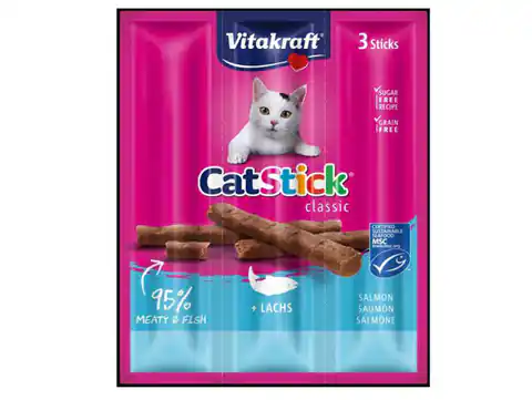 ⁨VITAKRAFT CAT STICK MINI 3pcs lachs d / katze⁩ im Wasserman.eu