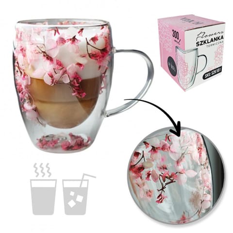 ⁨Szklanka termiczna z kwiatami w środku 300ml 1szt SZK101⁩ w sklepie Wasserman.eu