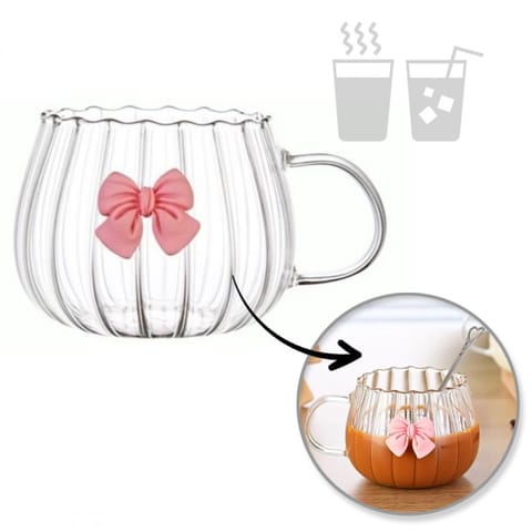 Szklanka ryflowana tulips z kokardką do kawy, drinków 1szt 350ml SZK158 w sklepie Wasserman.eu