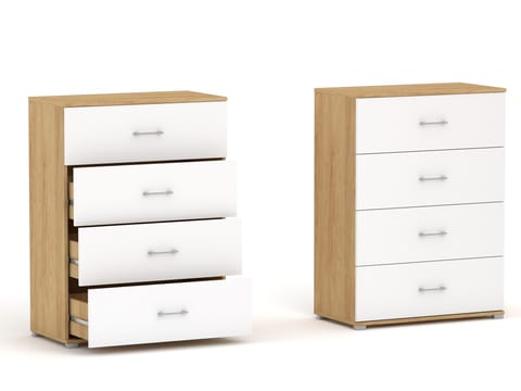 ⁨Komoda POLA 4s  Biała - 4 szerokości do wyboru. Hikora z białymi Frontami 50-80 cm⁩ w sklepie Wasserman.eu