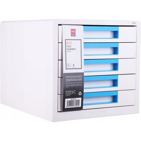 ⁨Pojemnik z 5 szufladami RIO biało-niebieski Z01033 DELI⁩ w sklepie Wasserman.eu