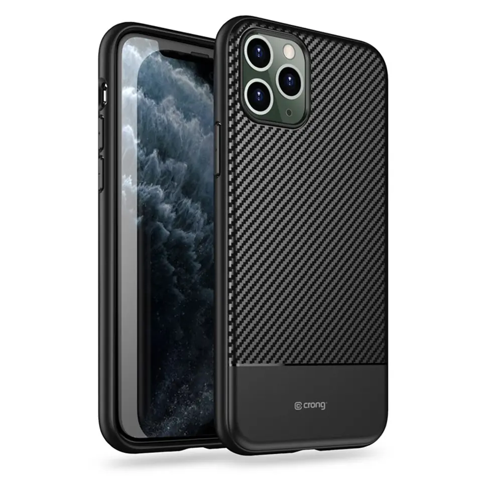 ⁨Crong Prestige Carbon Cover - Etui iPhone 11 Pro (czarny)⁩ w sklepie Wasserman.eu
