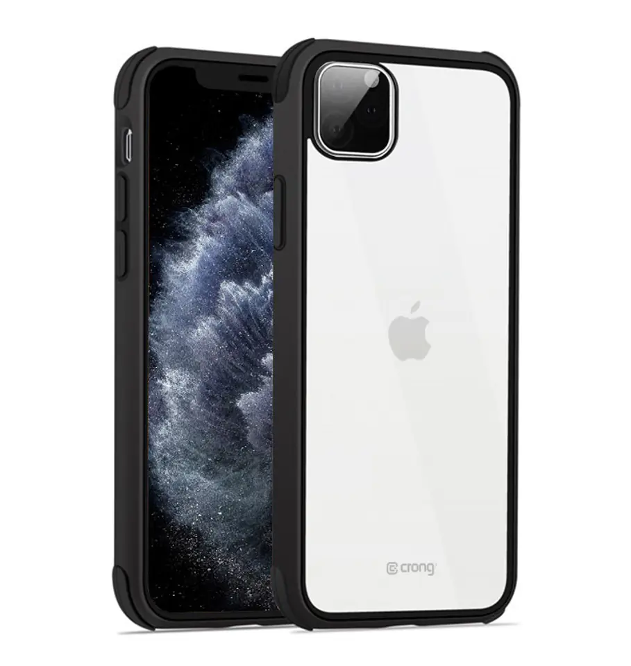 ⁨Crong Trace Clear Cover - Etui iPhone 11 Pro (czarny/czarny)⁩ w sklepie Wasserman.eu