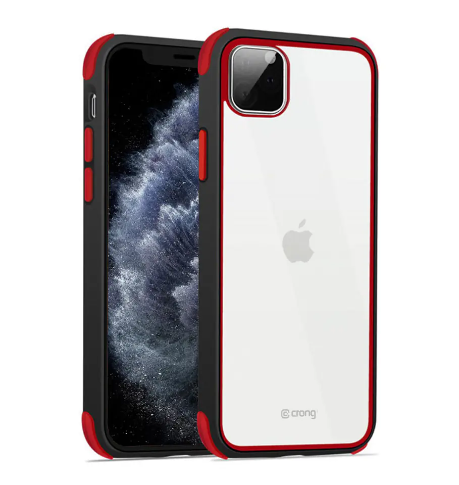 ⁨Crong Trace Clear Cover - Etui iPhone 11 Pro (czarny/czerwony)⁩ w sklepie Wasserman.eu
