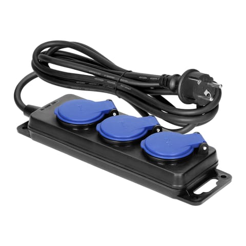 ⁨Przedłużacz warsztatowy bryzgoszczelny IP44, 3 gniazda 2P+Z IP44, przewód gumowy, H05RR-F 3x1,5mm?, długość 3m⁩ w sklepie Wasserman.eu