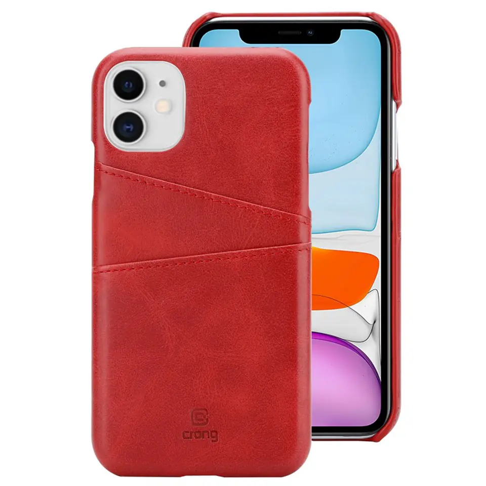 ⁨Crong Neat Cover - Etui iPhone 11 Pro z kieszeniami (czerwony)⁩ w sklepie Wasserman.eu