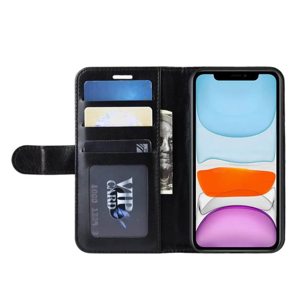 ⁨Crong Booklet Wallet - Etui iPhone 11 Pro Max z kieszeniami + funkcja podstawki (czarny)⁩ w sklepie Wasserman.eu