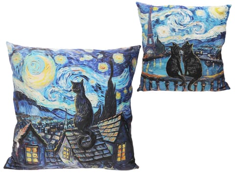 ⁨Poduszka z wypełnieniem/suwak - Inspirowana malarstwem V. van Gogh (CARMANI)⁩ w sklepie Wasserman.eu