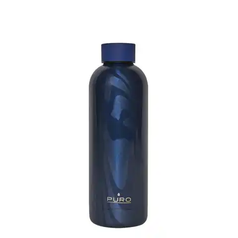 ⁨Puro Hot&Cold - Butelka termiczna ze stali nierdzewnej 500 ml (Optic - Stripe Dark Blue)⁩ w sklepie Wasserman.eu