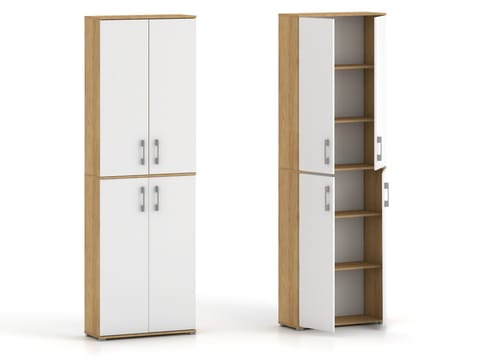 ⁨Szafa biurowa Pola 215 - 4D 80cm Hikora z białymi Frontami mat/ połysk⁩ w sklepie Wasserman.eu