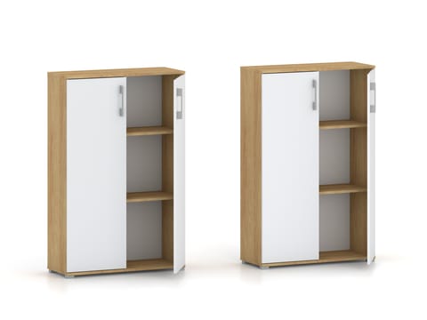 Regał komoda biurowa Pola 2D 110 x 80 cm Hikora z biały drzwiami 3 półki w sklepie Wasserman.eu